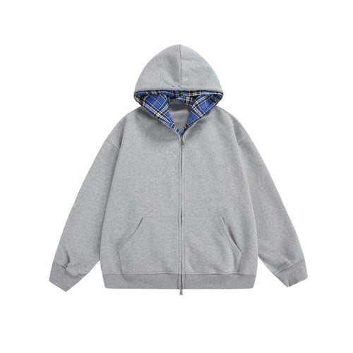CHEQUERED LINE ZIP HOODIE