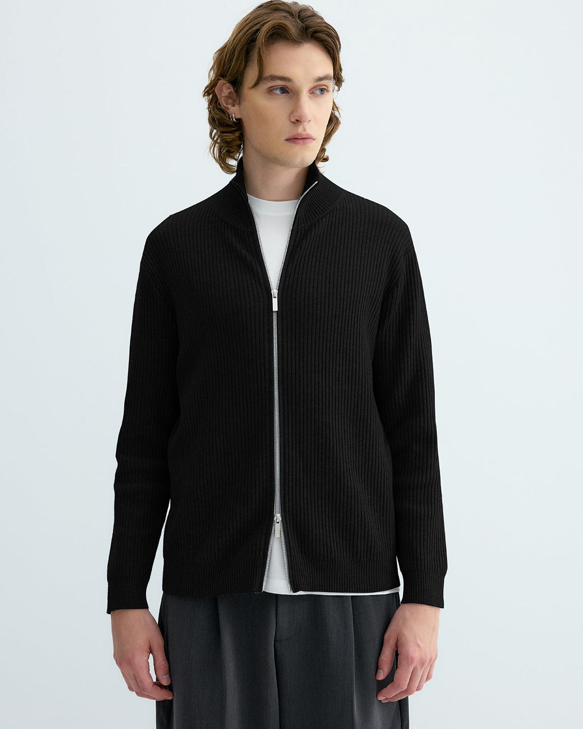 RIBBED KNIT CARDIGAN