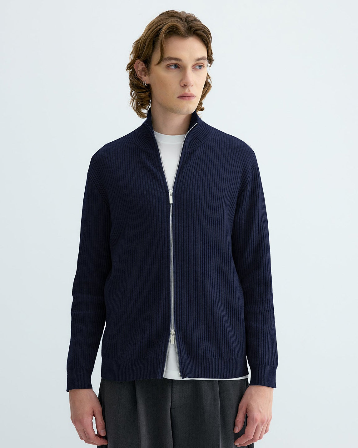 RIBBED KNIT CARDIGAN