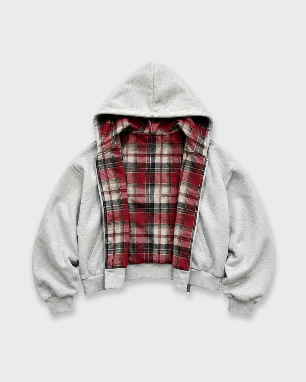 CHEQUERED LINE ZIP HOODIE
